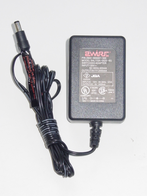 NEW 2Wire SAL115A-0525-6G AC Adapter 2900-800007-000 6V 2000mA 2A